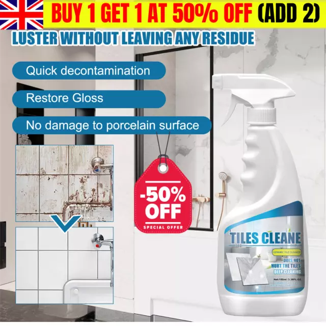 Limpiador de pisos de azulejos de baño pulido de suciedad aerosol de limpieza de brillo Reino Unido~