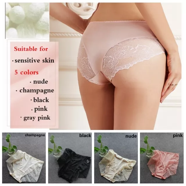WOMEN PURE SILK Panties Briefs Lingerie Lace Underwear Knickers High Waist  Sexy £19.34 - PicClick UK