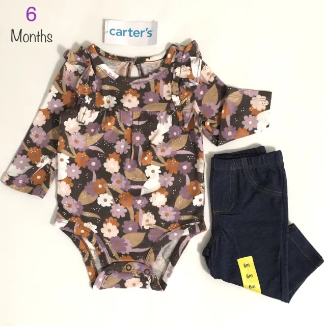 Carter’s Baby Girl 6 Months 2 Piece Set Floral Long Sleeve Bodysuit And Leggings
