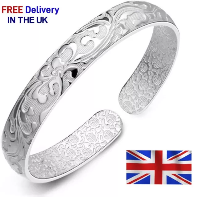 Women Jewelry 925 Silver Sterling Silver Bracelet Cuff Bangle Chain Bracelet UK