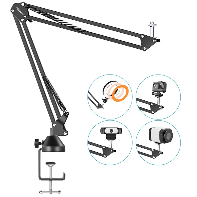 Neewer Desktop Clamp Adjustable Boom Scissor Arm Holder 360°Swivel Mount
