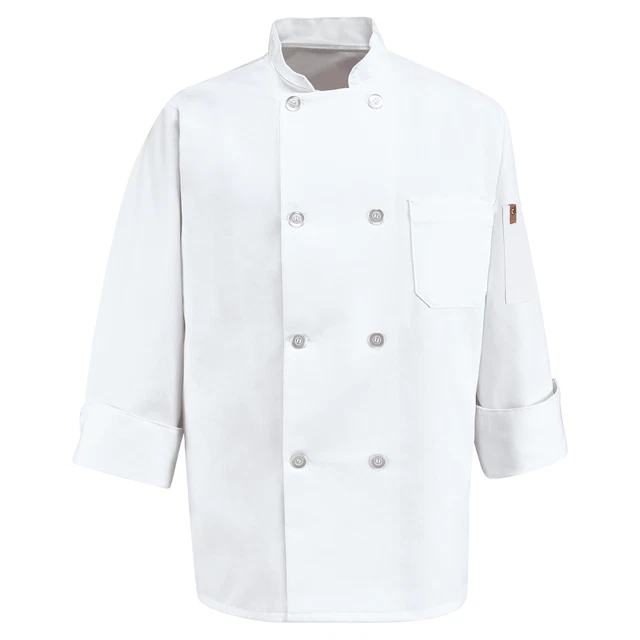 Chef Designs Eight Pearl Button Chef Coat with Thermometer Pocket
