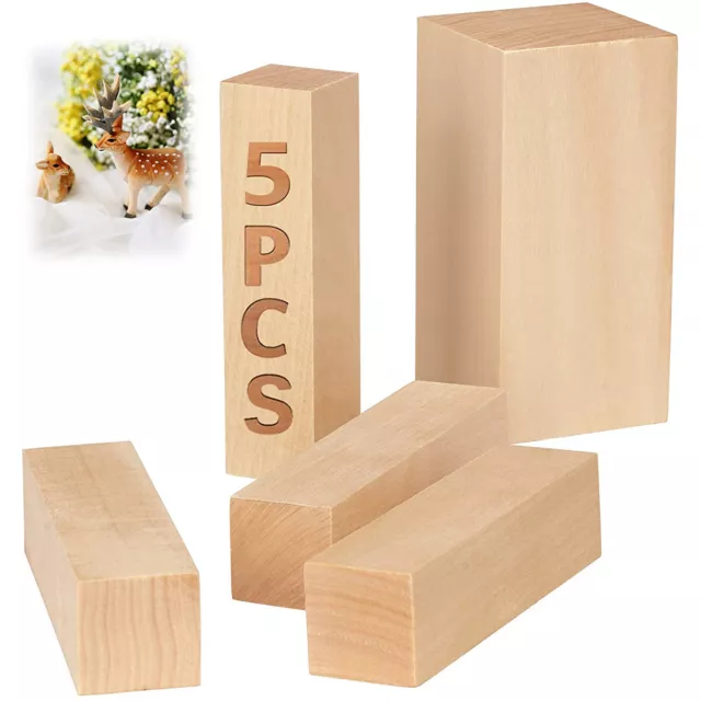 5Pcs Basswood Carving Block Natural Soft Wood Carving Block 2 Sizes Bifnz