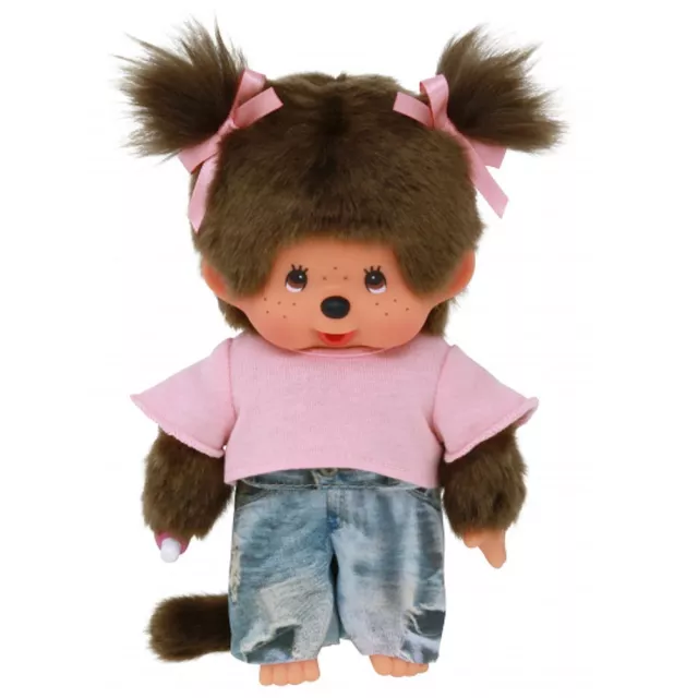 Jeans Mädchen mit zwei Zöpfchen | 20 cm | Monchhichi Puppe | Fashion