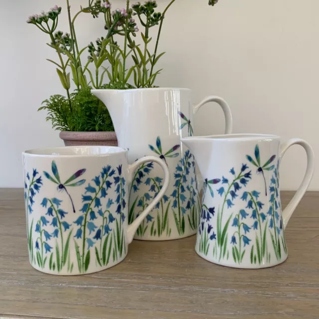 Ceramic Dragonfly & Bluebell Jug Mug Milk Cream Gisela Graham Mother’s Day Gift