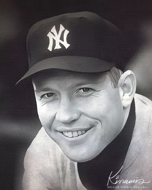 NY New York Yankees MICKEY MANTLE Oil Style Art Print Young Mickey Mick Var Size