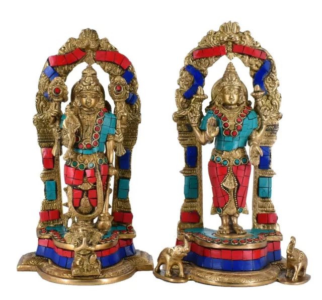 Whitewhale Brass Lord Vishnu and Lakshmi Statue Idol Murti for Home Decor Mandir