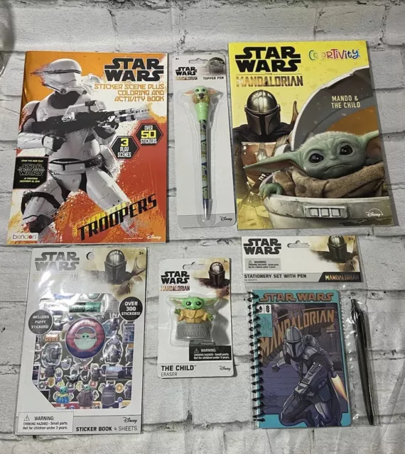 Disney The Mandalorian Coloring Book, Stickers, Pen W/Baby Yoda Topper & More!