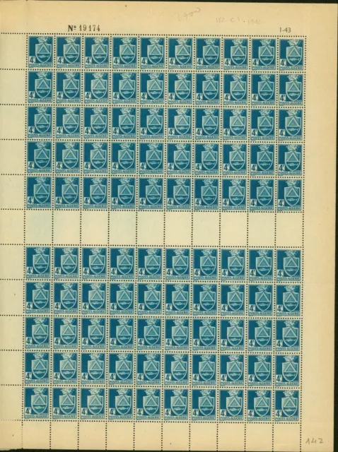 Algeria 1942-French Colony-MNH stamps. Yvert Nr.:182. Sheet of 100(EB) AR1-00414