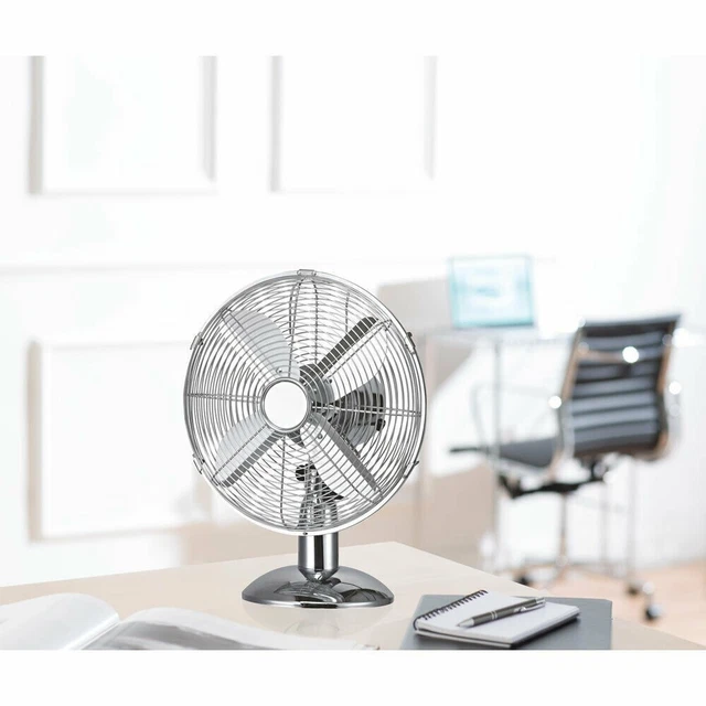 MORRISONS 10& CHROME Effect Desk Fan 3 Speed Oscillating £24.99