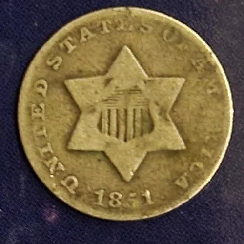 USA Type 1, 3 Cent Silver Coins 1851,1852,1853 Complete Years Circulated