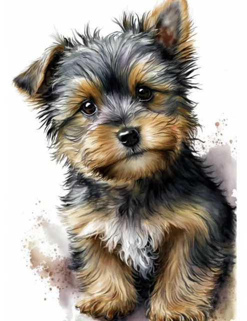 "Yorkshire Terrier Puppy" Fine Art Print Limited Edition 20 Copies Hand-Numbered