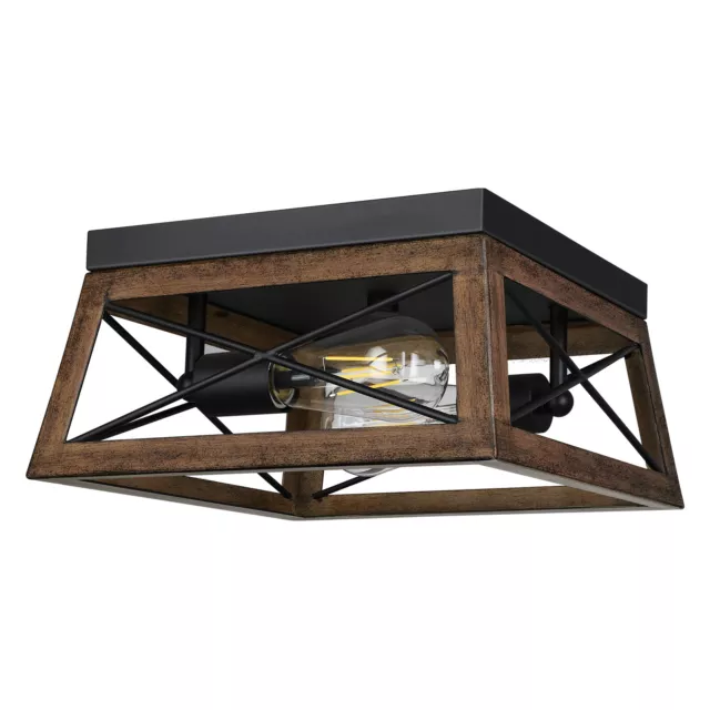 DEWENWILS 2-Light Farmhouse Flush Mount Light Fixture Rustic Ceiling Light