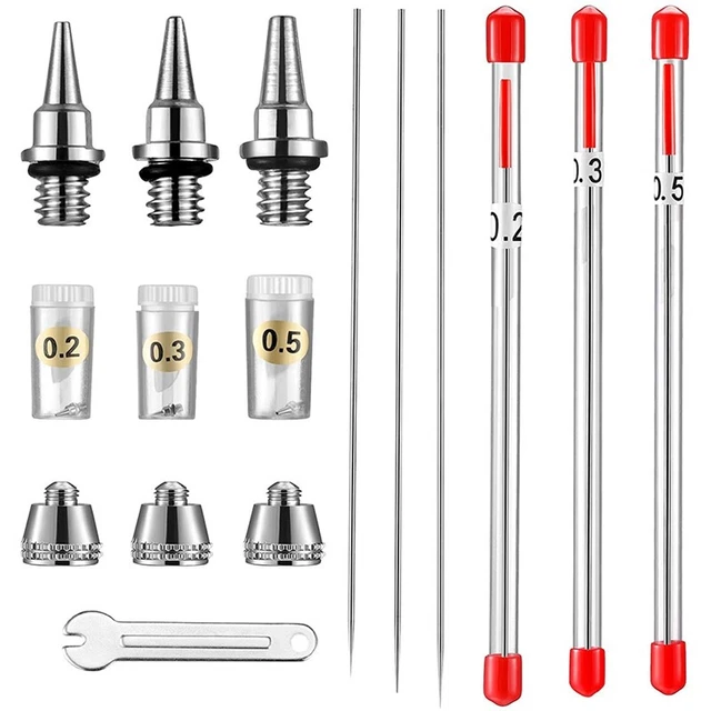 Kit de boquilla de aguja de aerógrafo de 10 piezas con llave aerógrafo para Airbru Q5V8