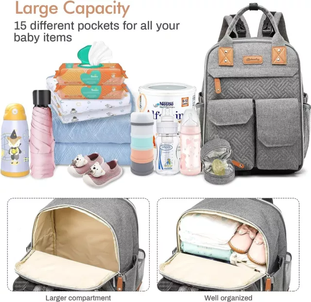 Travel Diaper Bag Backpack with Changing Pad Station Coin Pocket for Boys Girls 3