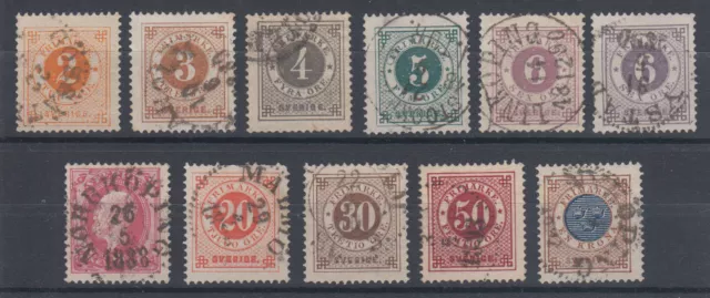 Sweden Sc 40-49, 44a used. 1886-91 Numerals with Post Horn on back, cplt set