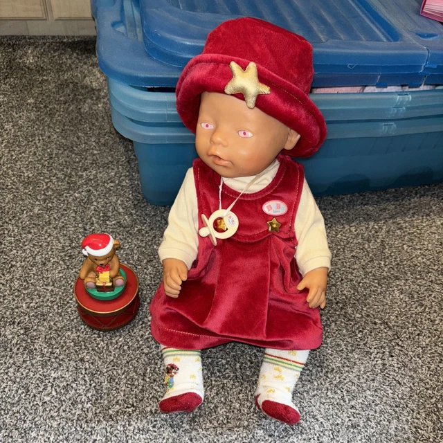 ZAPF CREATION VINTAGE Baby Born Doll In Christmas Outfit & Toy £20.00
