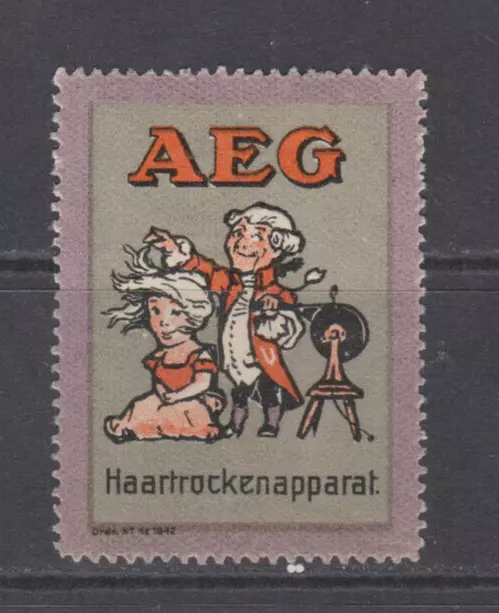 AEG Werbeplakat Stempel/Etikett (Haartrockner)