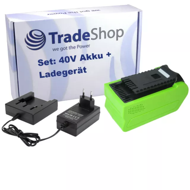 2in1 Set: Akku 40V 4000mAh + Ladegerät passend zu Powerworks 40V-Serie 2900113