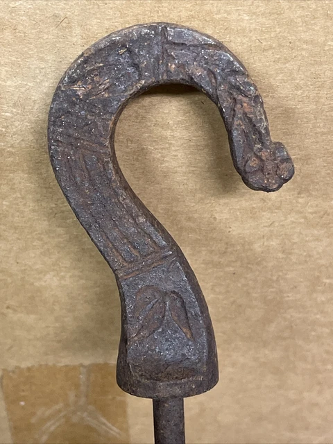 Antique Victorian  Era Cast Iron Eastlake Style Ornate Ceiling Hook  9" Long 6