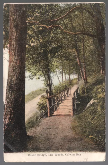 Rustie Bridge, The woods Colwyn Bay Wales Postcard. Posted  1906 2