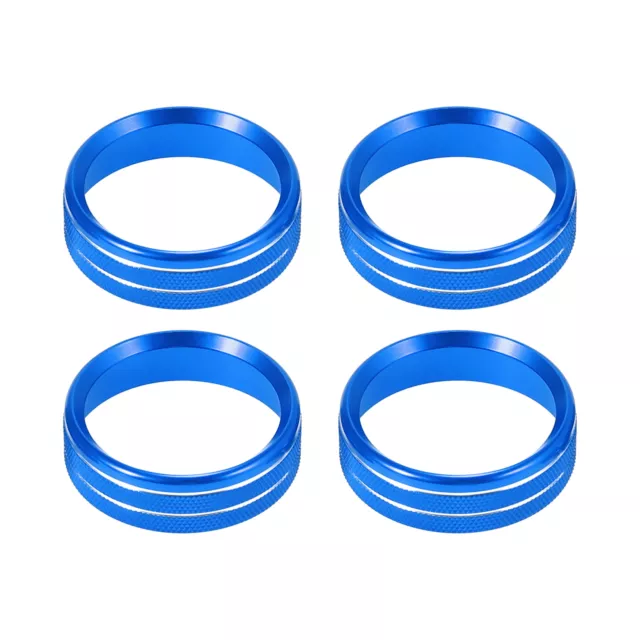 4pcs Air Conditionneur Bouton Anneau Couvercles Aluminium pour Voiture Bleu