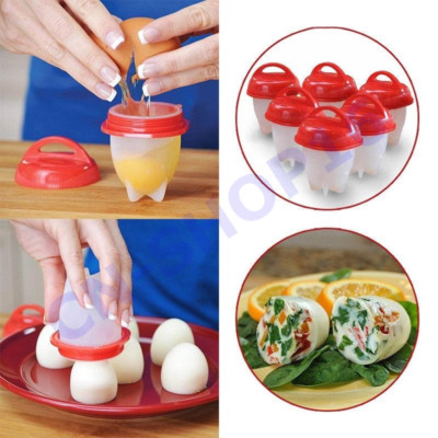 Cuoci Uova Sode Senza Guscio,Cuociuova Bolli Uovo Fornello in Camicia Antiaderente Casa e Cucina Accessori Per Cottura Uova Sode In Camicia Kanyka 6 Pezzi Cuoci Uova In Silicone Contenitore 
