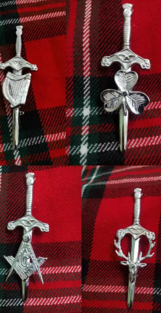 Scottish Kilt Pin Thistle Hilt Sword 4"/Highland Kilt Pin/Larg Safety Pin Brooch