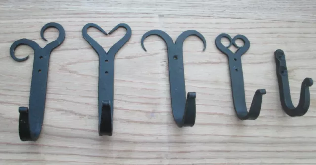 Hand Forged Blacksmith Vintage country Wrought iron Hanging utility Hooks pegs