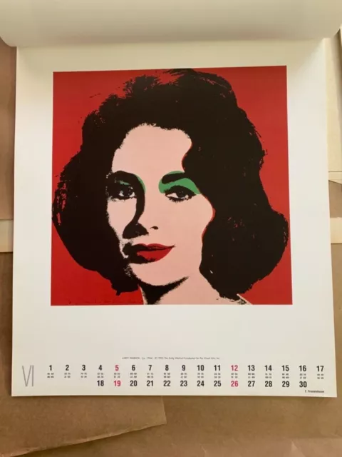 Andy Warhol,'Liz Taylor, 1963' Impresión Artística Auténtica De 1994 Te Nuevo Calendario