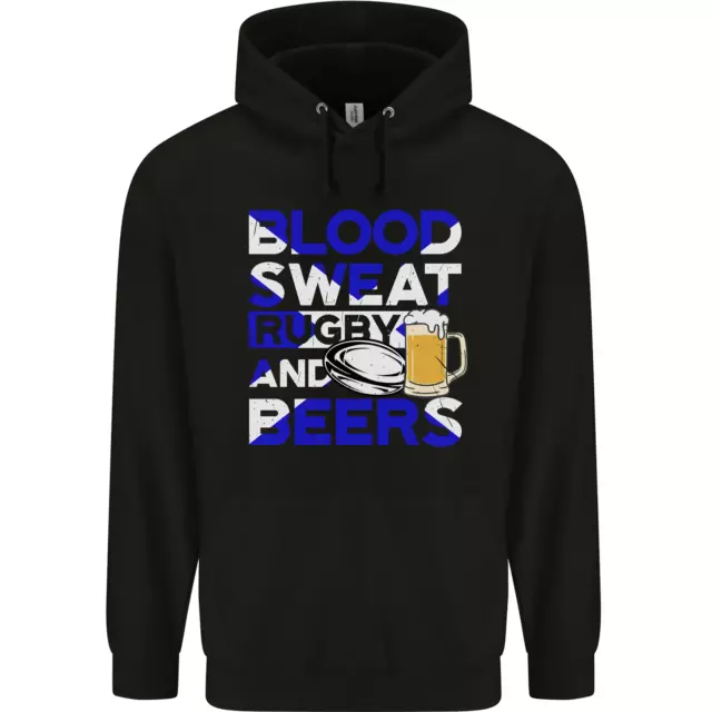 Scotland Blood Sweat & Beers Rugby Scottish Mens 80% Cotton Hoodie