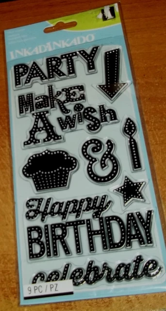 CLEAR ACRYLIC INKADINKADO STAMPS MARQUEE BIRTHDAY ~ MAKE A WISH   wk CTMH bk