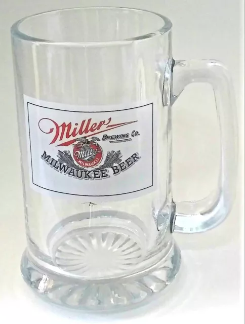 Vintage Miller Brewing Company Mug 12 fl oz Clear Glass Milwaukee Beer