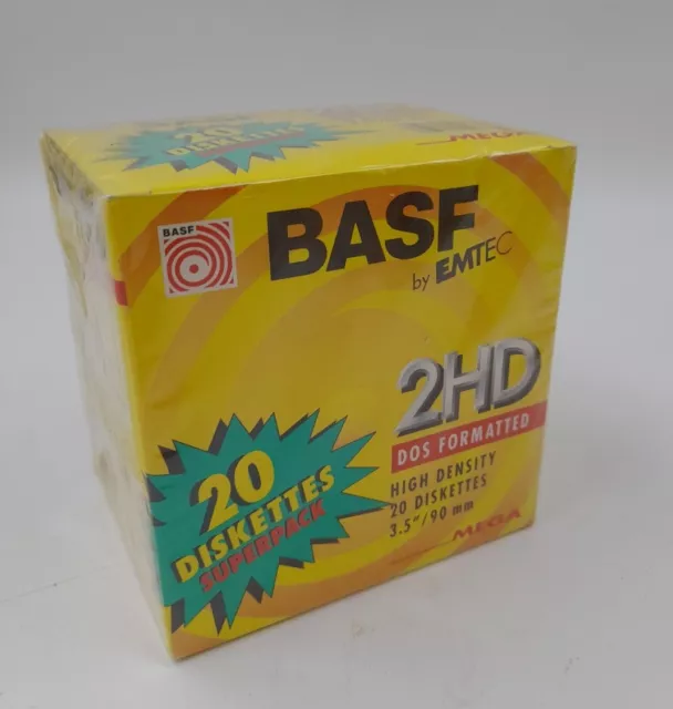 BASF by Emtec - 20 Stück - 2HD 3,5 Zoll Disketten DOS Formatted - Ungeöffnet OVP