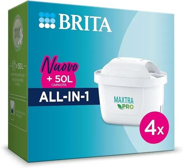 Filtro per Acqua Brita Maxtra Pro All-in-1 (Pack 4) Nuovo Maxtra+ Capacità 150L