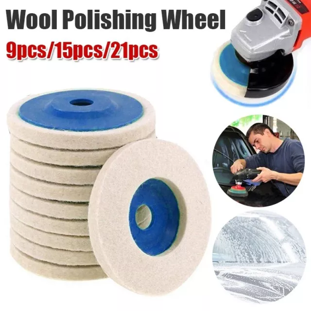3Pcs 4" Wool Polishing Discs Finishing Wheel Buffing Pads for 100 Angle Grinder