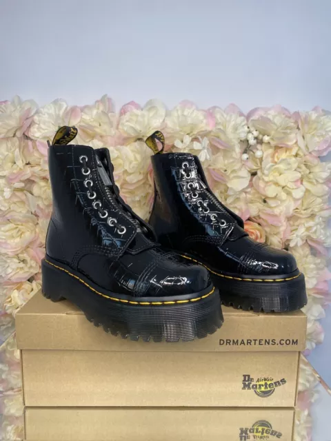 Sinclair patent croc embossed platform boots deals
