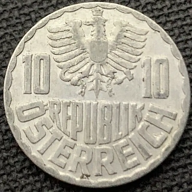 1959 Austria 10 Groschen Coin XF    Aluminum World Coin   #X169