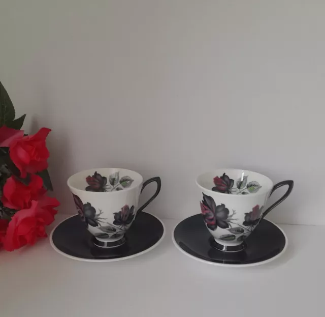Vintage Royal Albert Bone China  Masquerade Coffee Cup & Saucer x 2