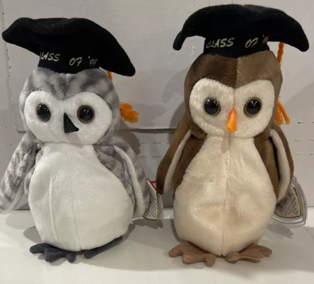 Wise Wiser Graduation Owl 5th Gen'98 '99 Retired Ty Beanie Baby Collectible Lot