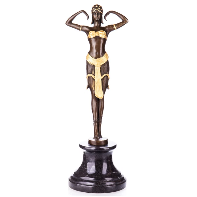 Dorada Art Decó Figura de Bronce Bailarina Bronce de Mujer