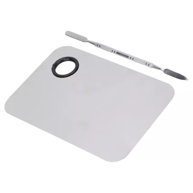 Stainless Steel Mixing Palette With Spatula Cosmetic Makeup Metal Mixing GSA