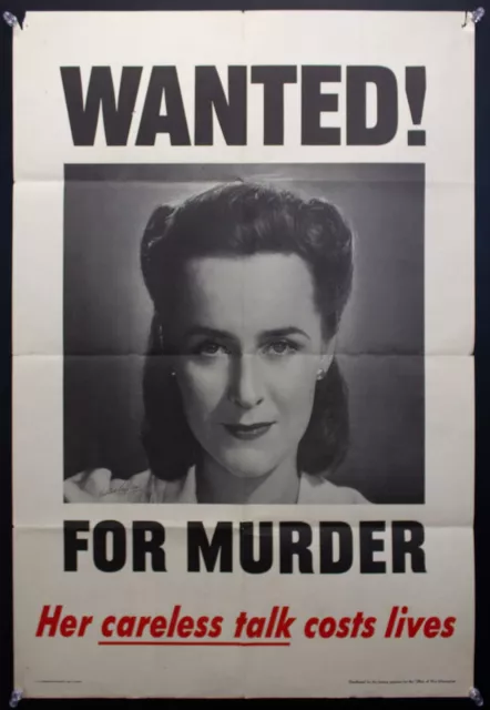 1944 WANTED! FOR Murder Her Careless Talk Cost Lives Poster Victor ...