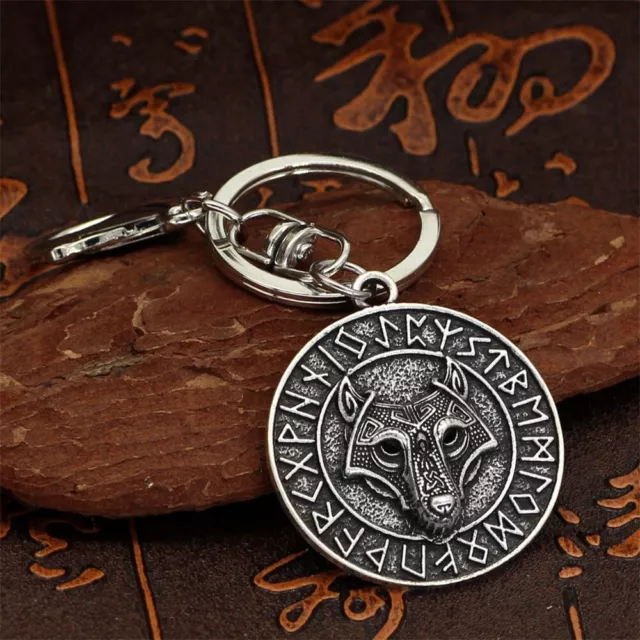 Porte-clé Keychain Loup Celtique Runes Viking en Metal Ideal Cadeaux Homme Femme 2