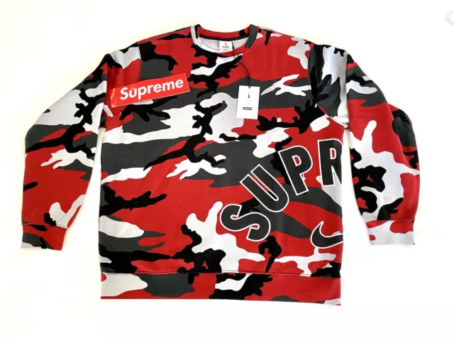 SUPREME/ NIKE ARC CREWNECK RED CAMO/ SIZE LARGE SS22 WEEK 14/ (IN HAND  AUTHENTIC