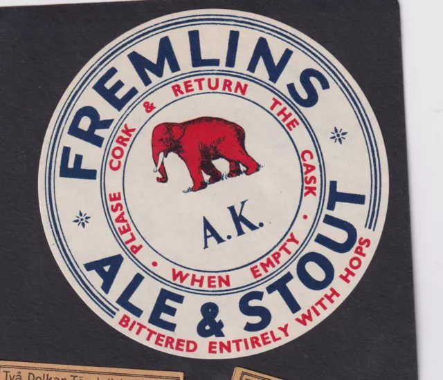 Ancienne étiquette Alcool  BN137119 Bière Eléphant Fremlins