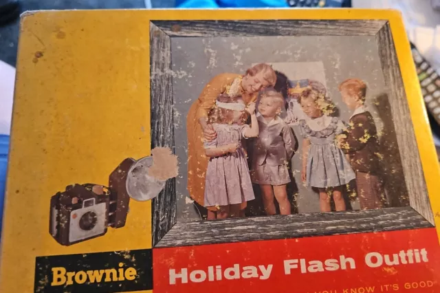 Kodak Brownie Holiday Flash Outfit Film Camera and Flash vintage with Box 1950s