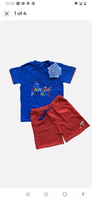 Paw Patrol T-Shirt and Shorts summer set Chase Marshall 18mths New Free Delivery