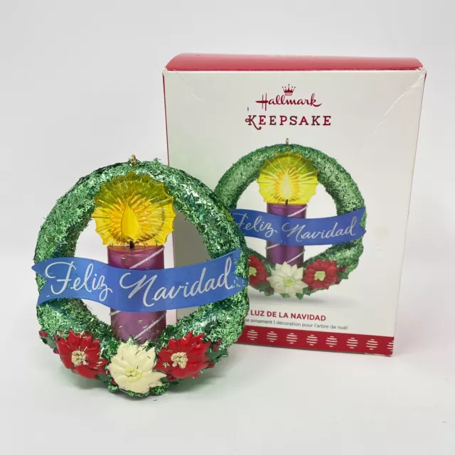 Hallmark 2017 Feliz Navidad  LA LUZ DE LA NAVIDAD  Wreath Keepsake Ornament IOB