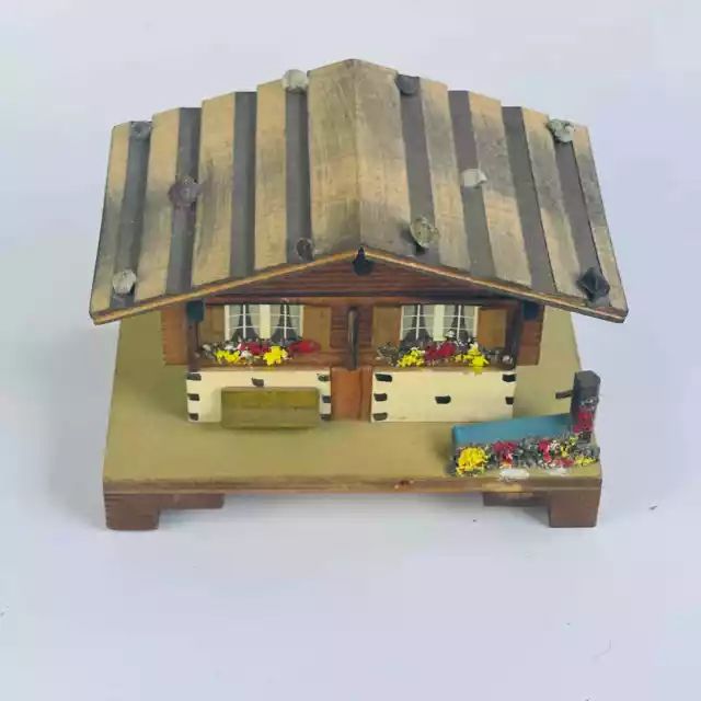 Vintage Cuendet Swiss Chalet Wooden Music Box “O Susanna”